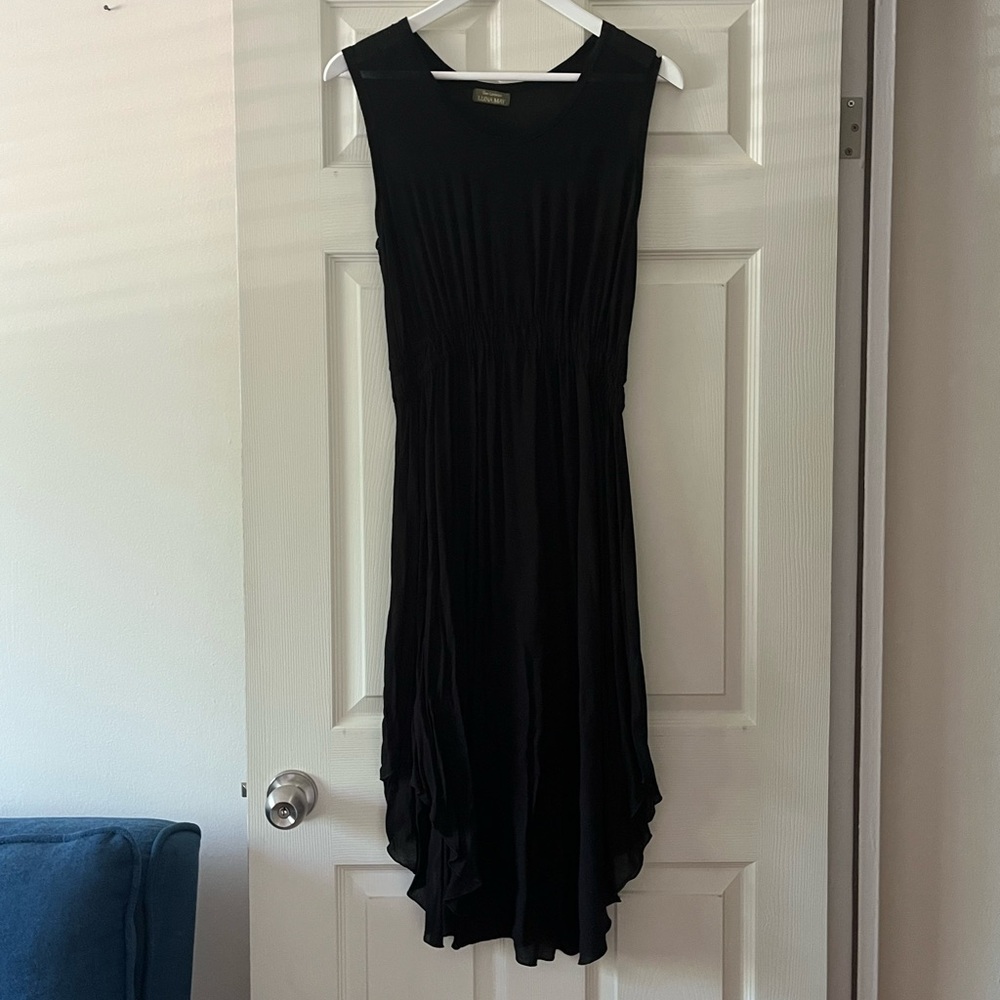 Black Asymmetric Hem Sundress Dress